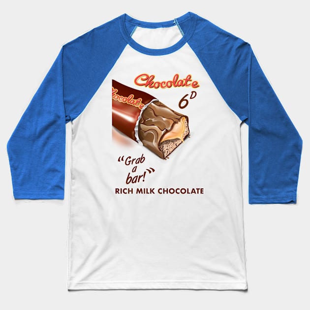 Chocolate Commercial Baseball T-Shirt by nickemporium1